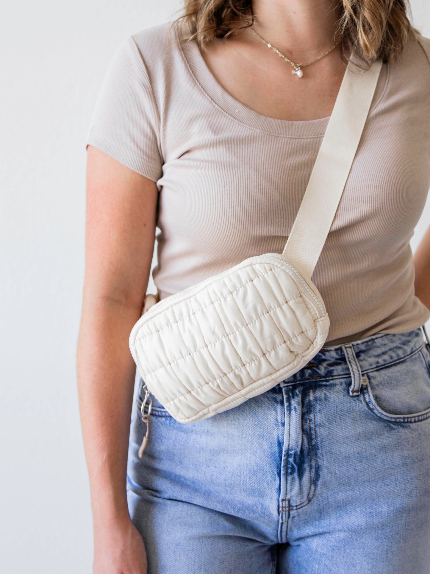 Puffer Belt Bag - Cream