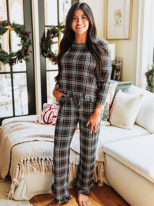 Women's Ruffled Pant Set - Christmas Traditions