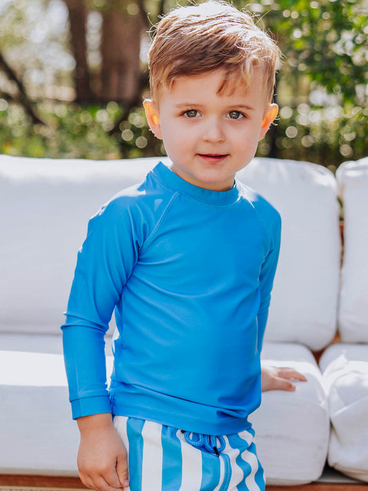 Boy's Rash Guard - Nautical Blue