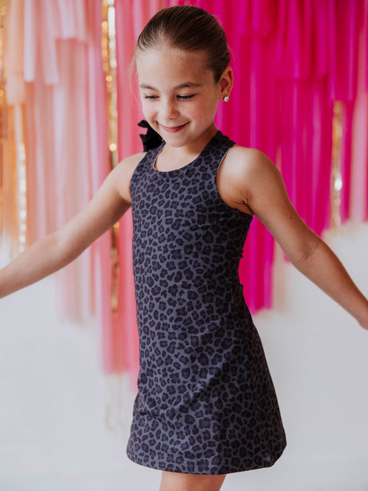 Racerback Tank Dress - Black Leopard