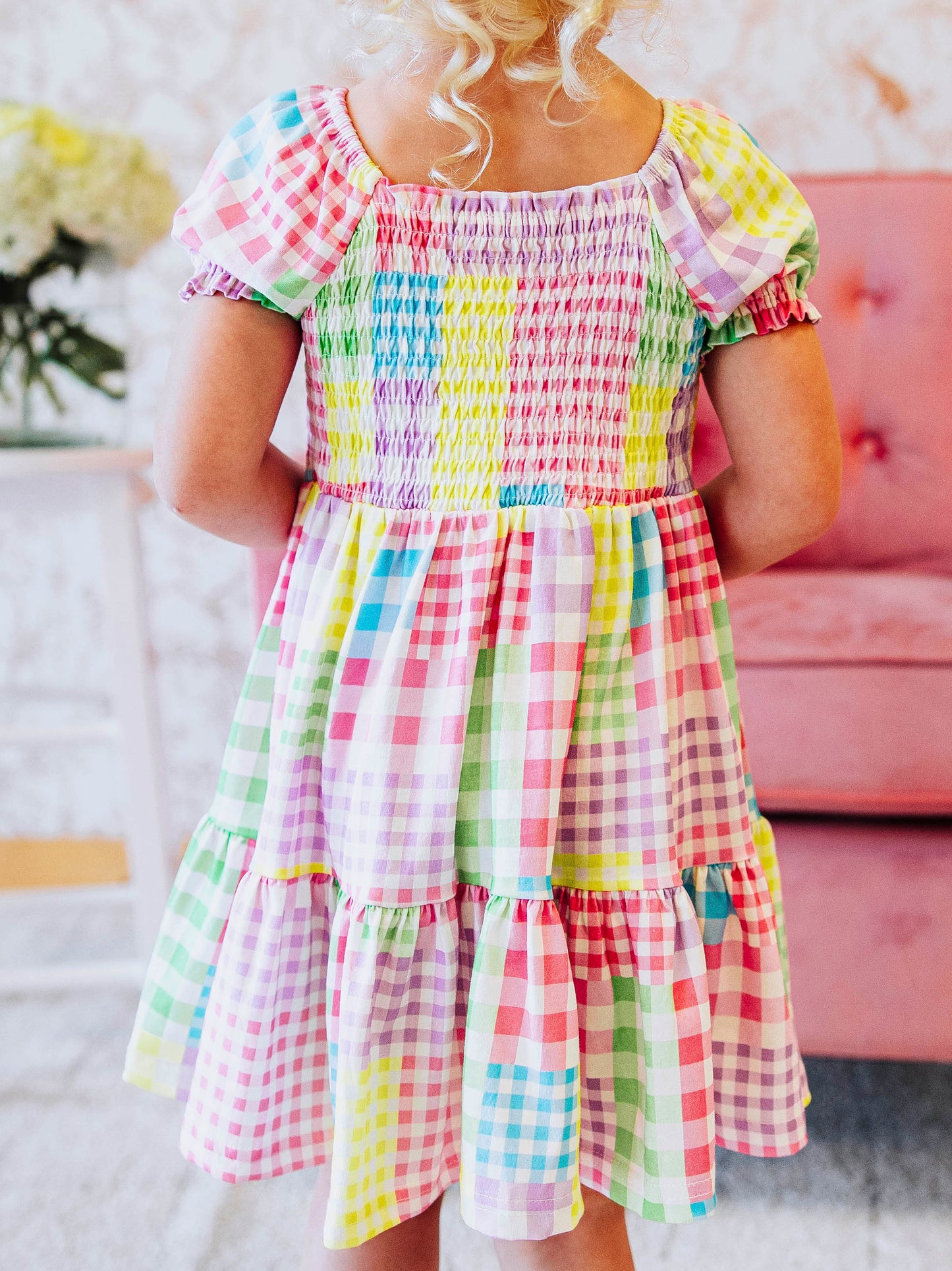 Puff Sleeve Dress - Patchwork Gingham