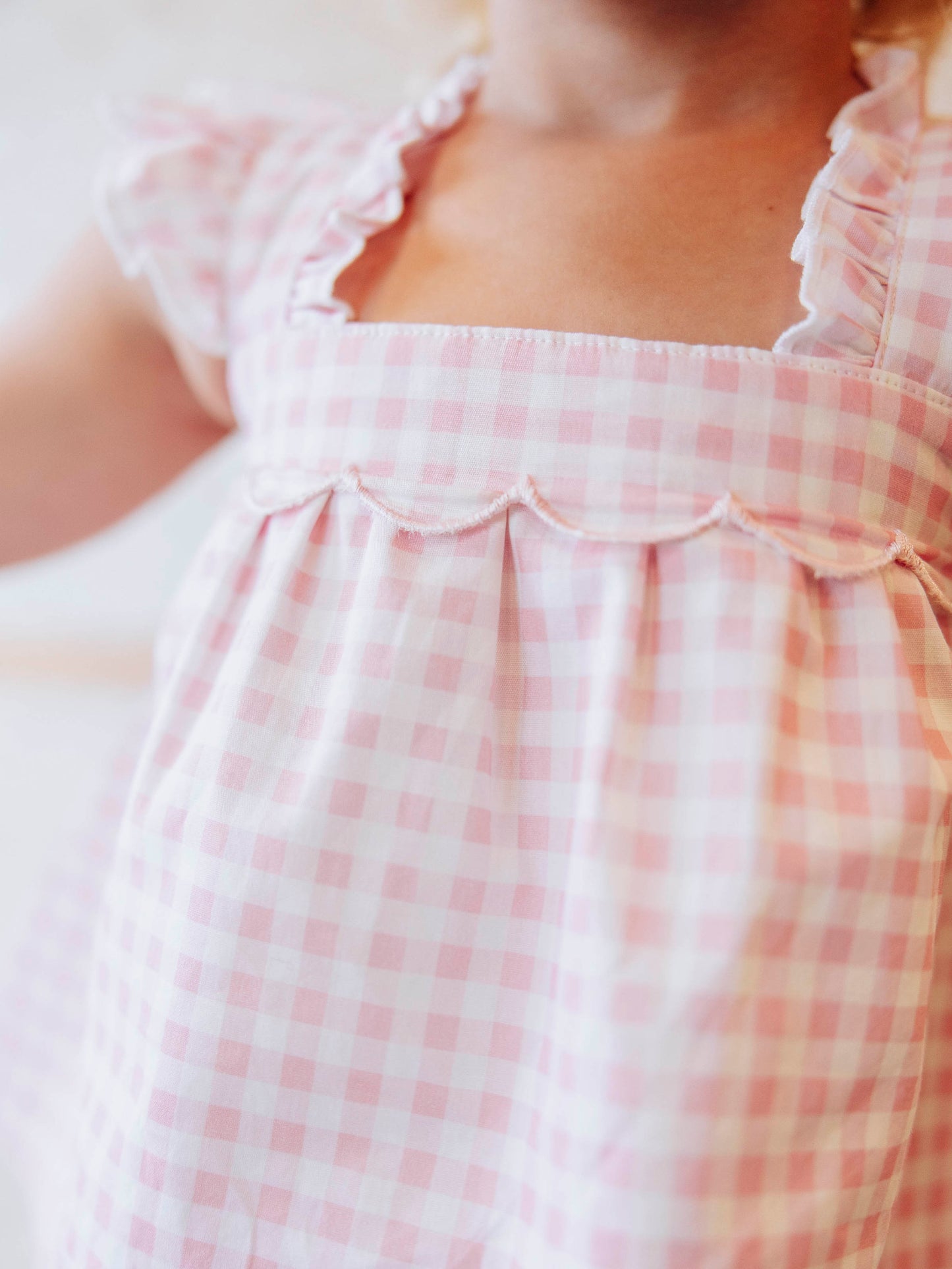 Emerie Scallop Set - Pink Gingham