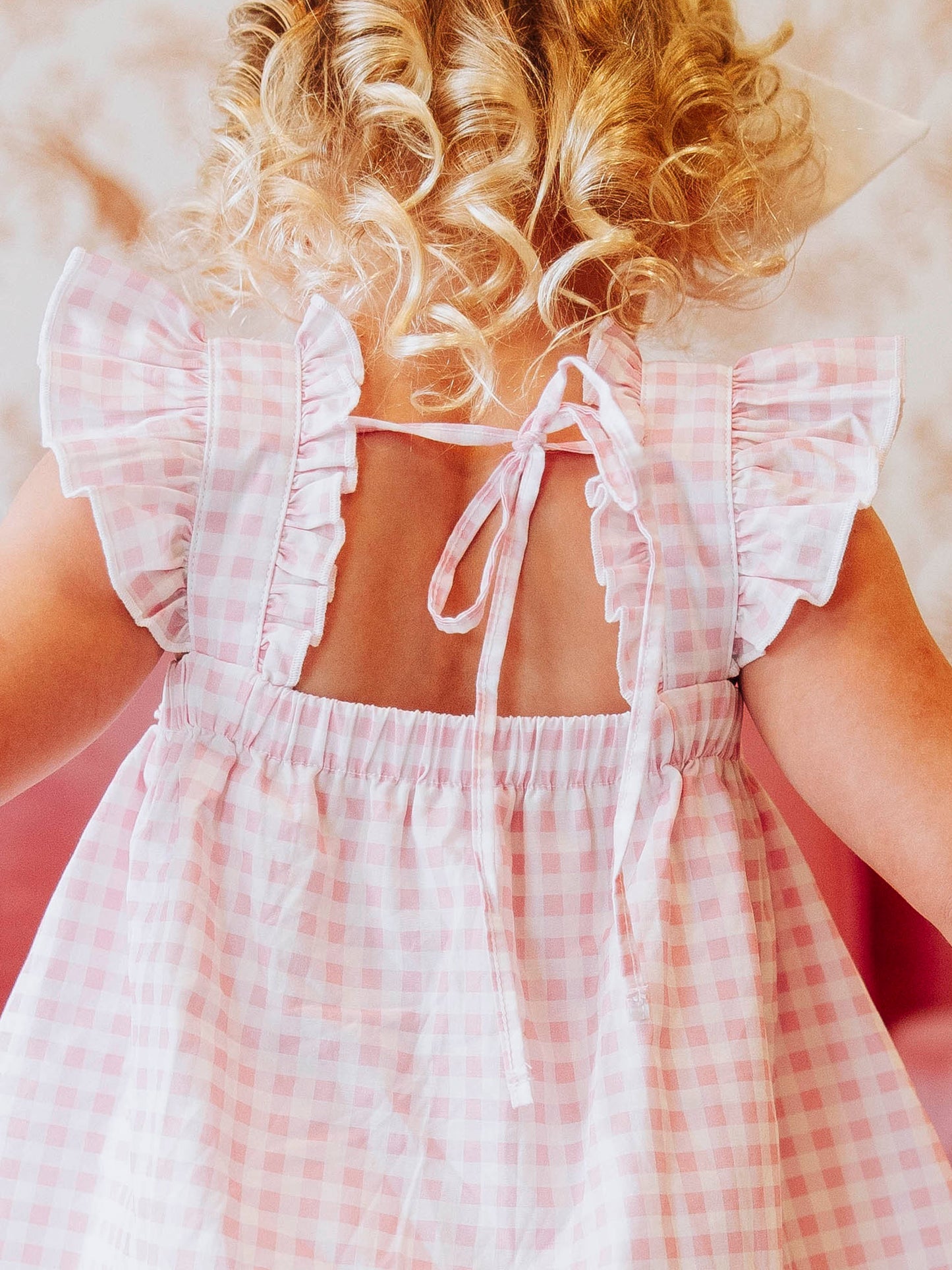 Emerie Scallop Set - Pink Gingham