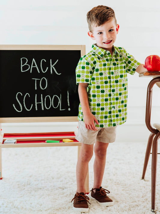 Button Up Shirt - Green Apples