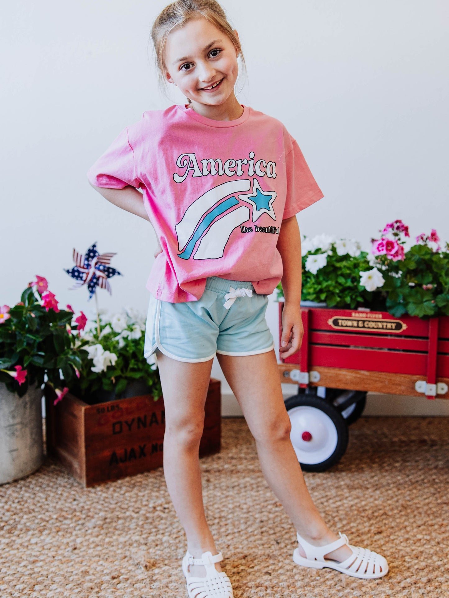 Graphic Tee - America the Beautiful Pink