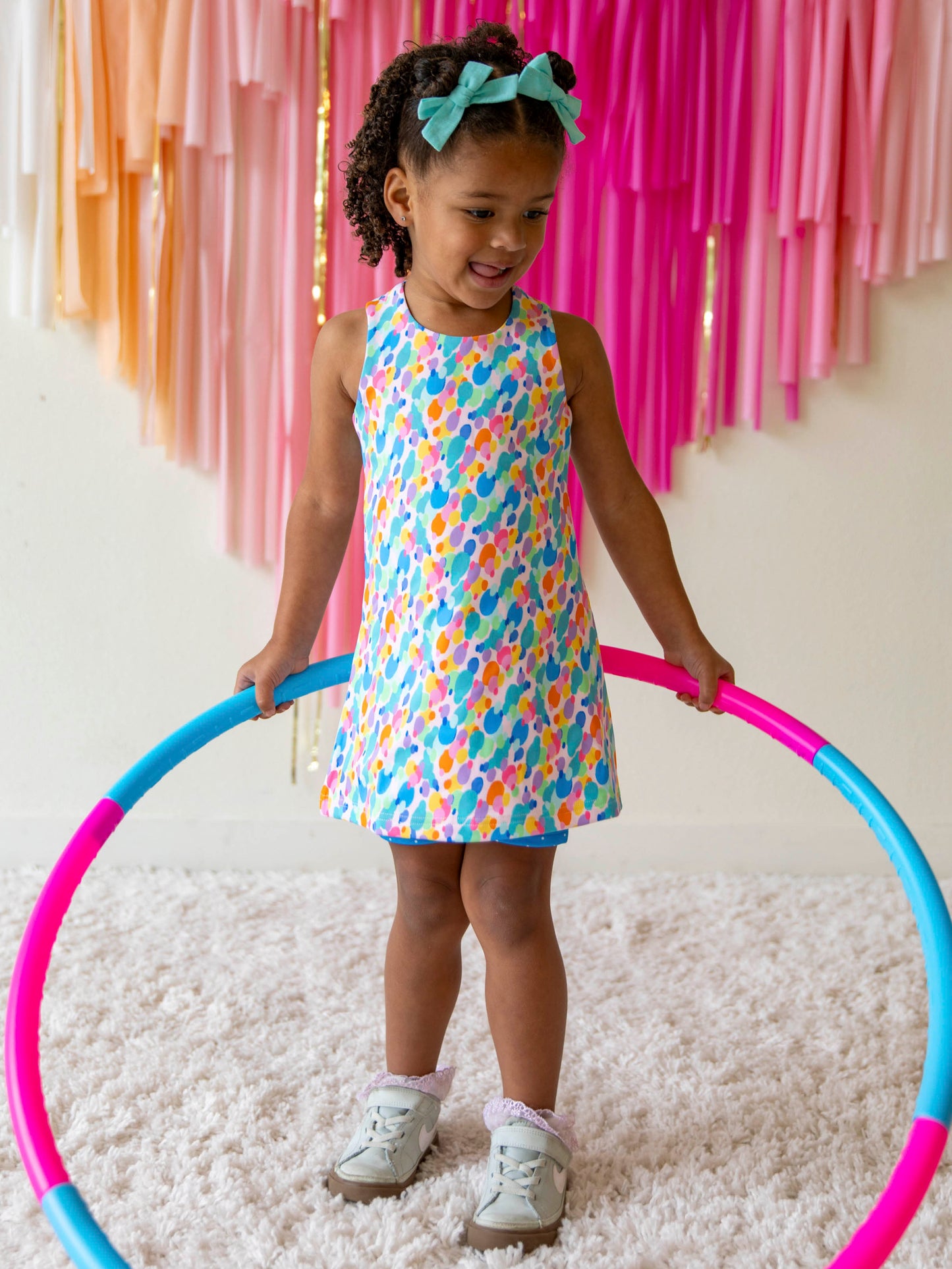 Racerback Tank Dress - Rainbow Dots