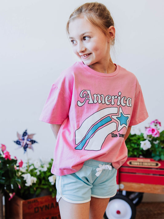 Graphic Tee - America the Beautiful Pink