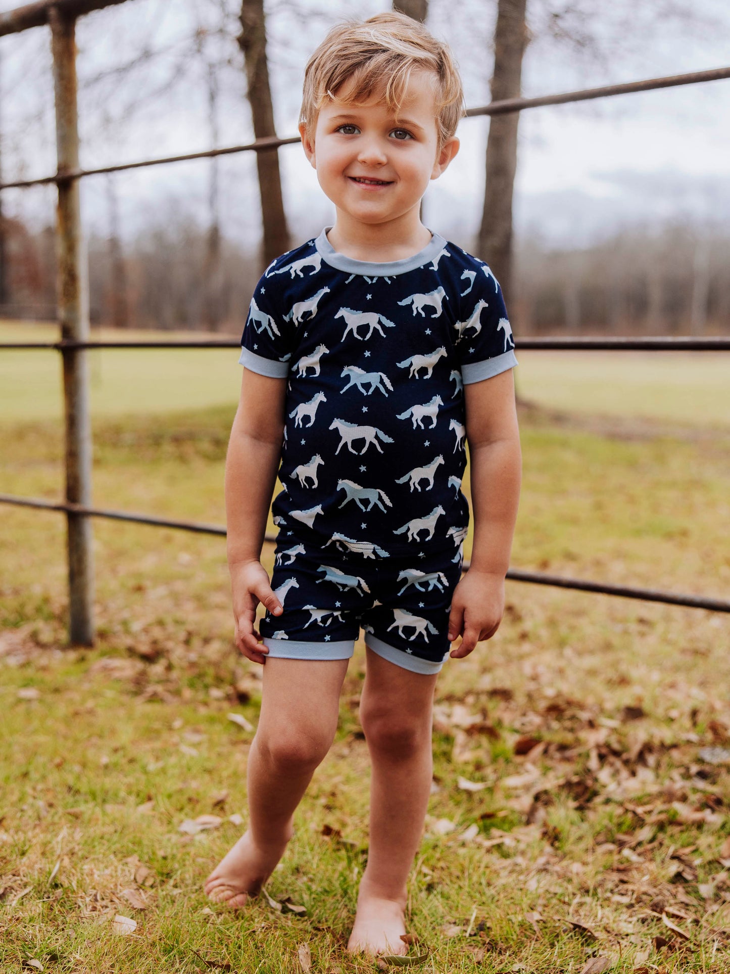 Cloud Fitted Short Set Pajamas - Blue Colt