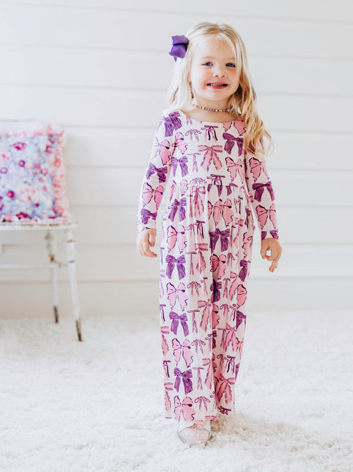 Leggy Romper - Purple Bows