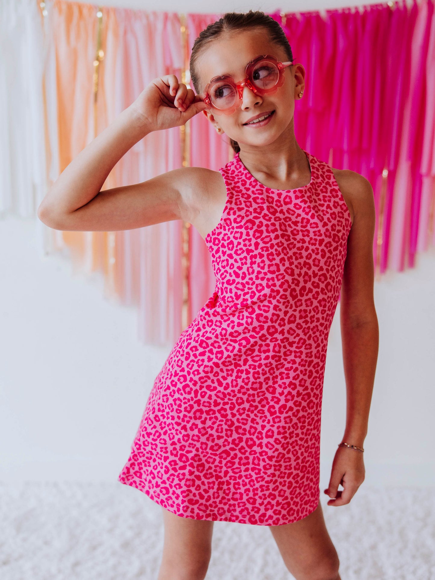 Racerback Tank Dress - Pink Leopard