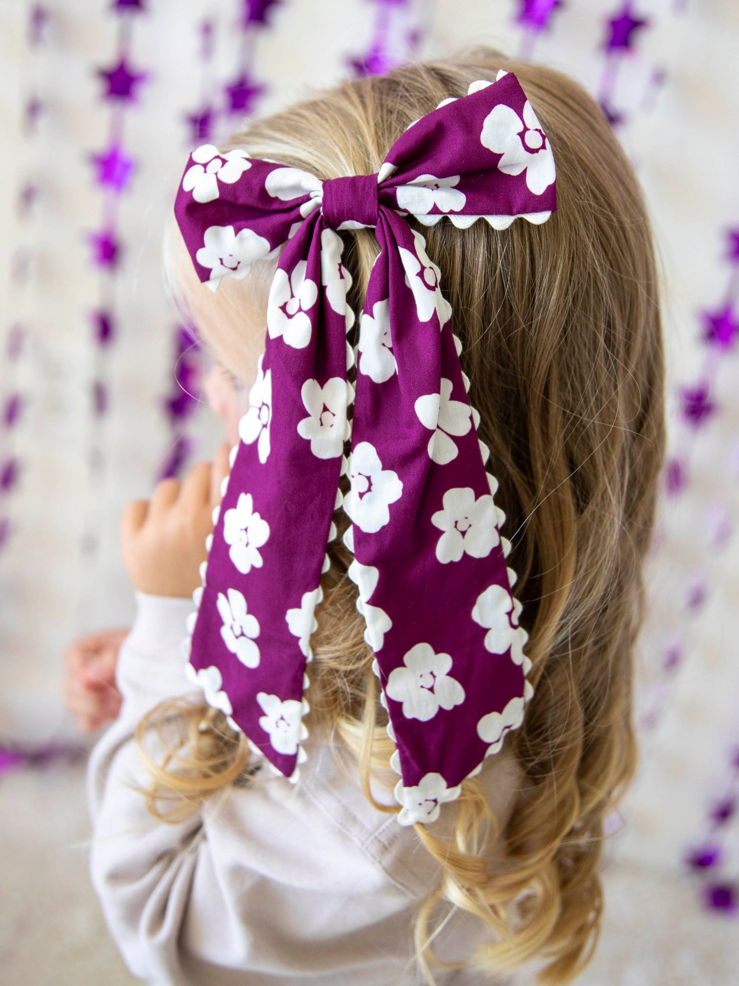 Large Long Tail Bow - Sugar Plum Floral