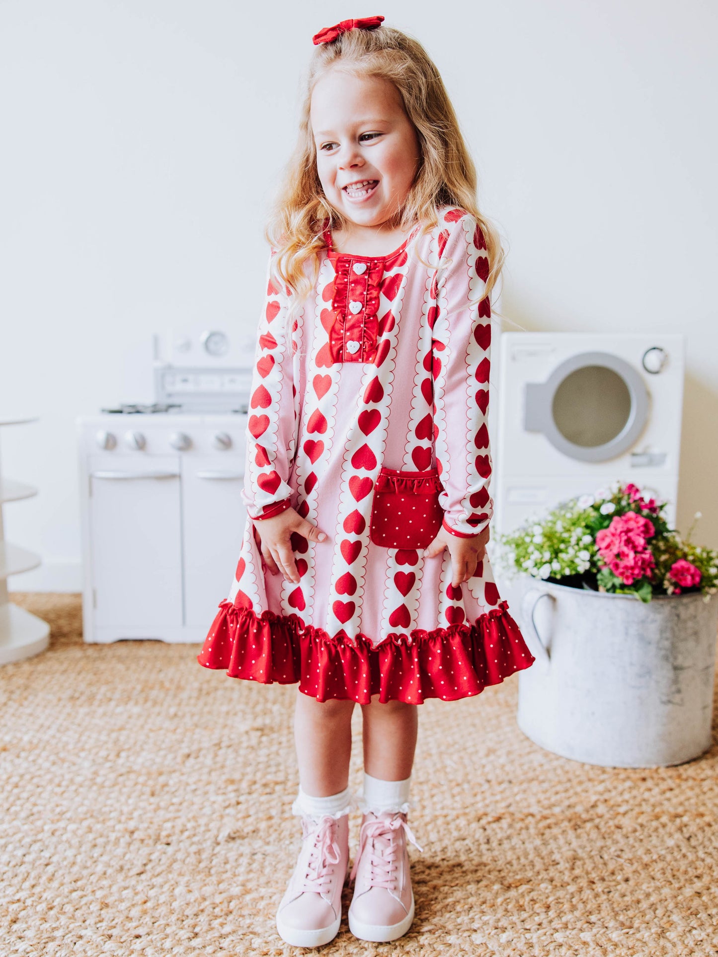 Everyday Play Dress - Blushing Mirrored Hearts