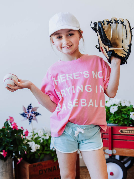 Graphic Tee - No Crying in Baseball Pink