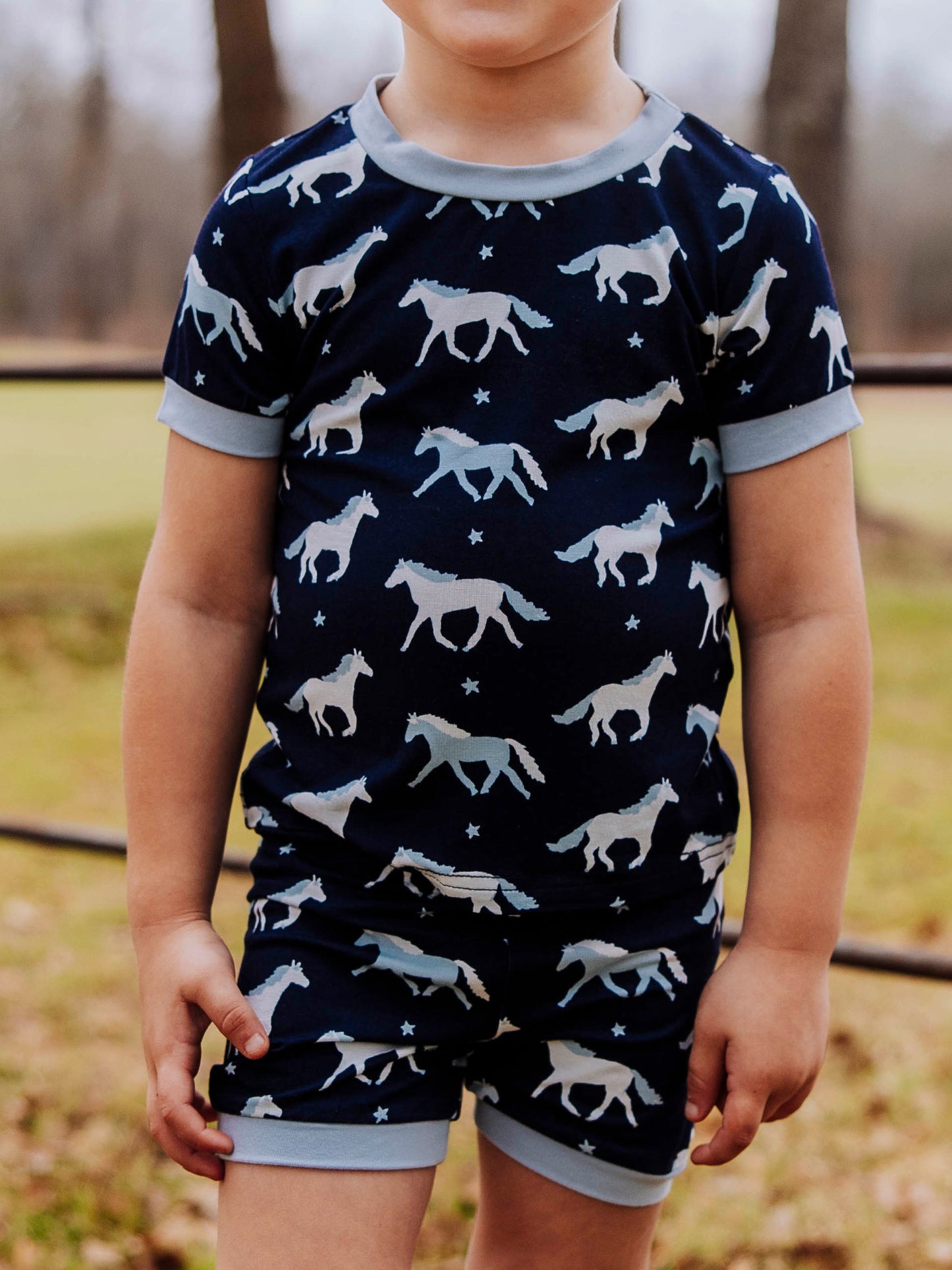 Cloud Fitted Short Set Pajamas - Blue Colt