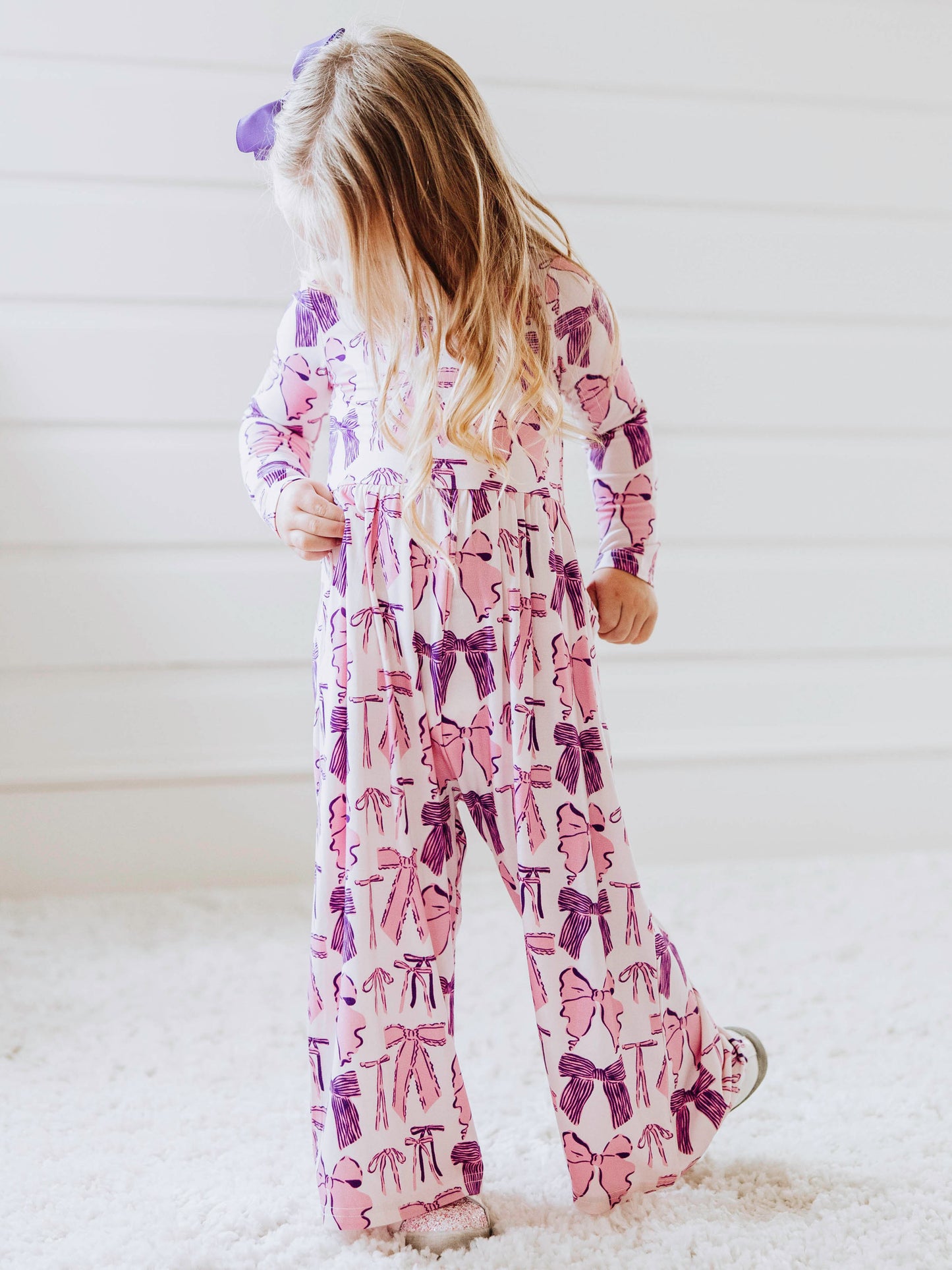 Leggy Romper - Purple Bows