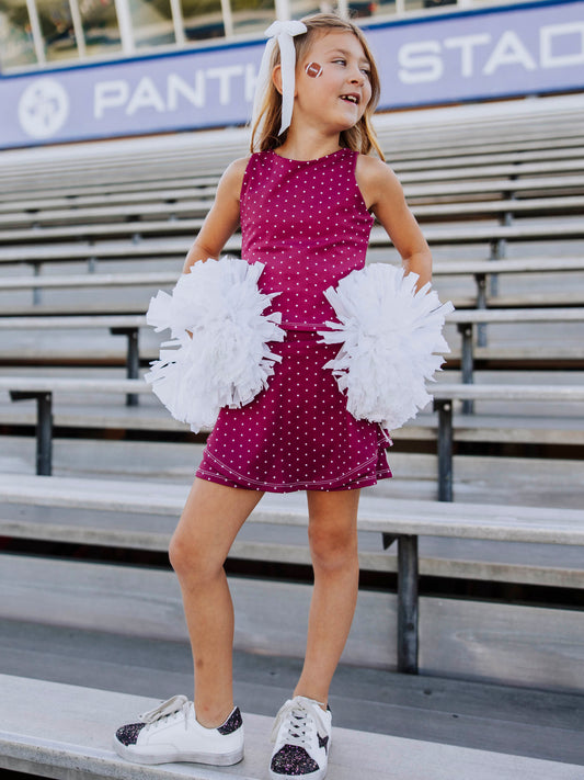 Active Skort Set - Maroon Dot