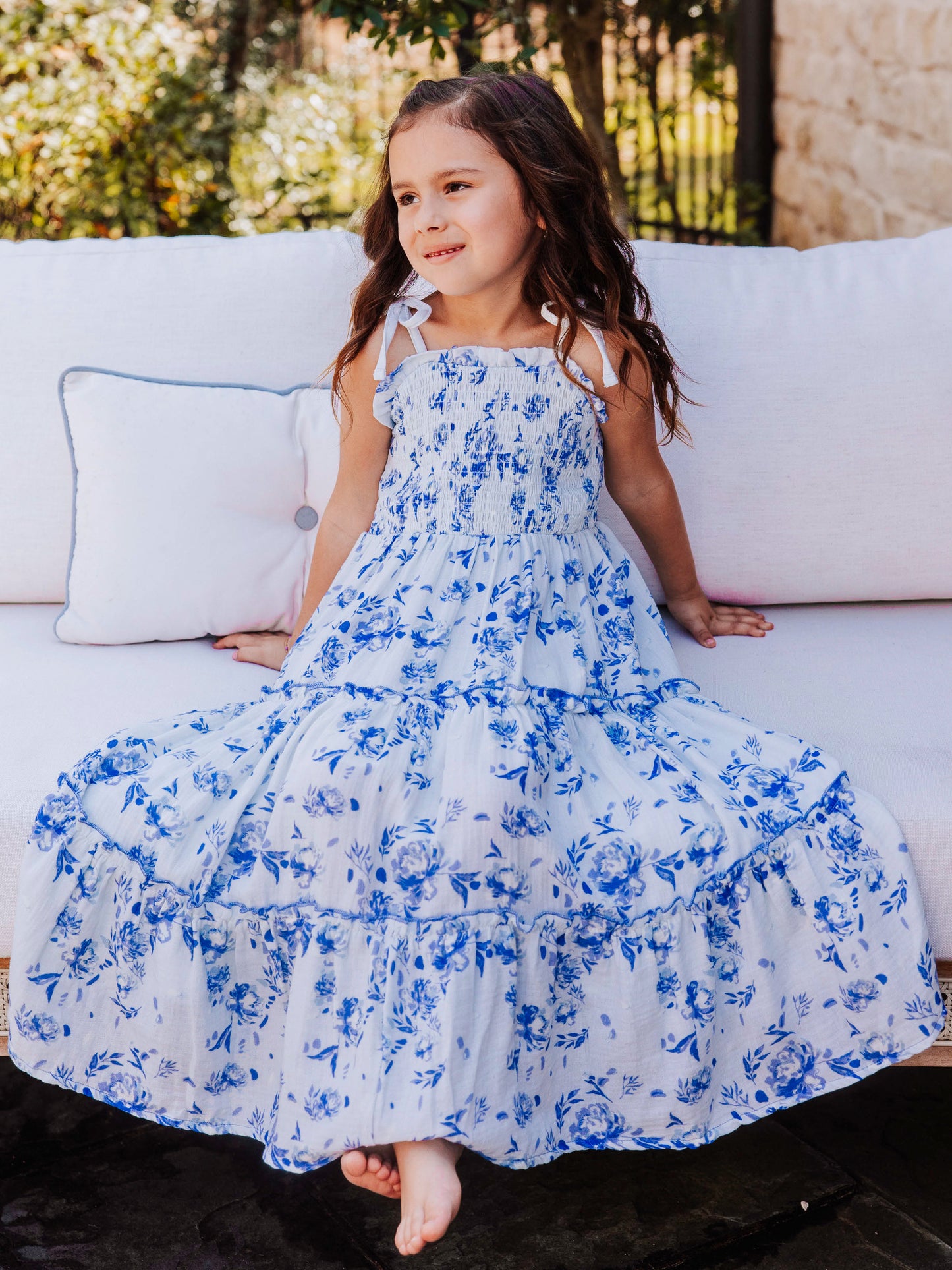 Beach Dress - Falling Blue Petals