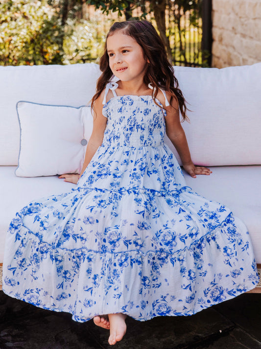 Beach Dress - Falling Blue Petals