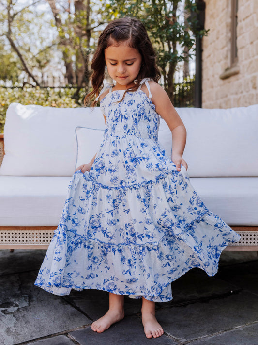 Beach Dress - Falling Blue Petals