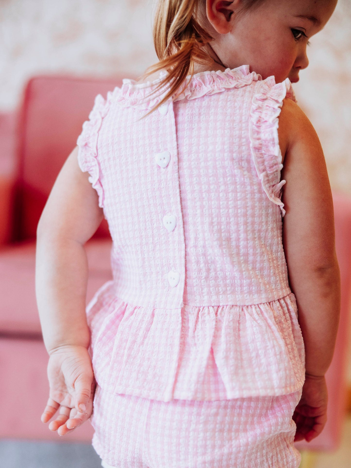 Peplum Seersucker Set - Pink