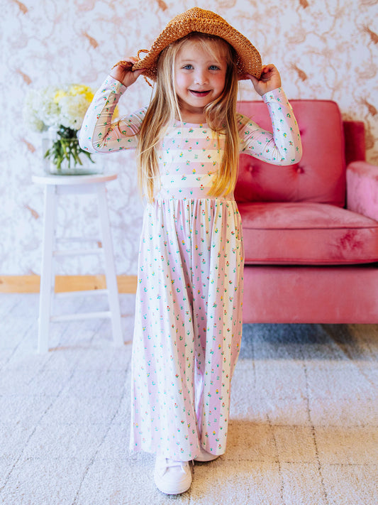 Leggy Romper - Floral Drop Stripe