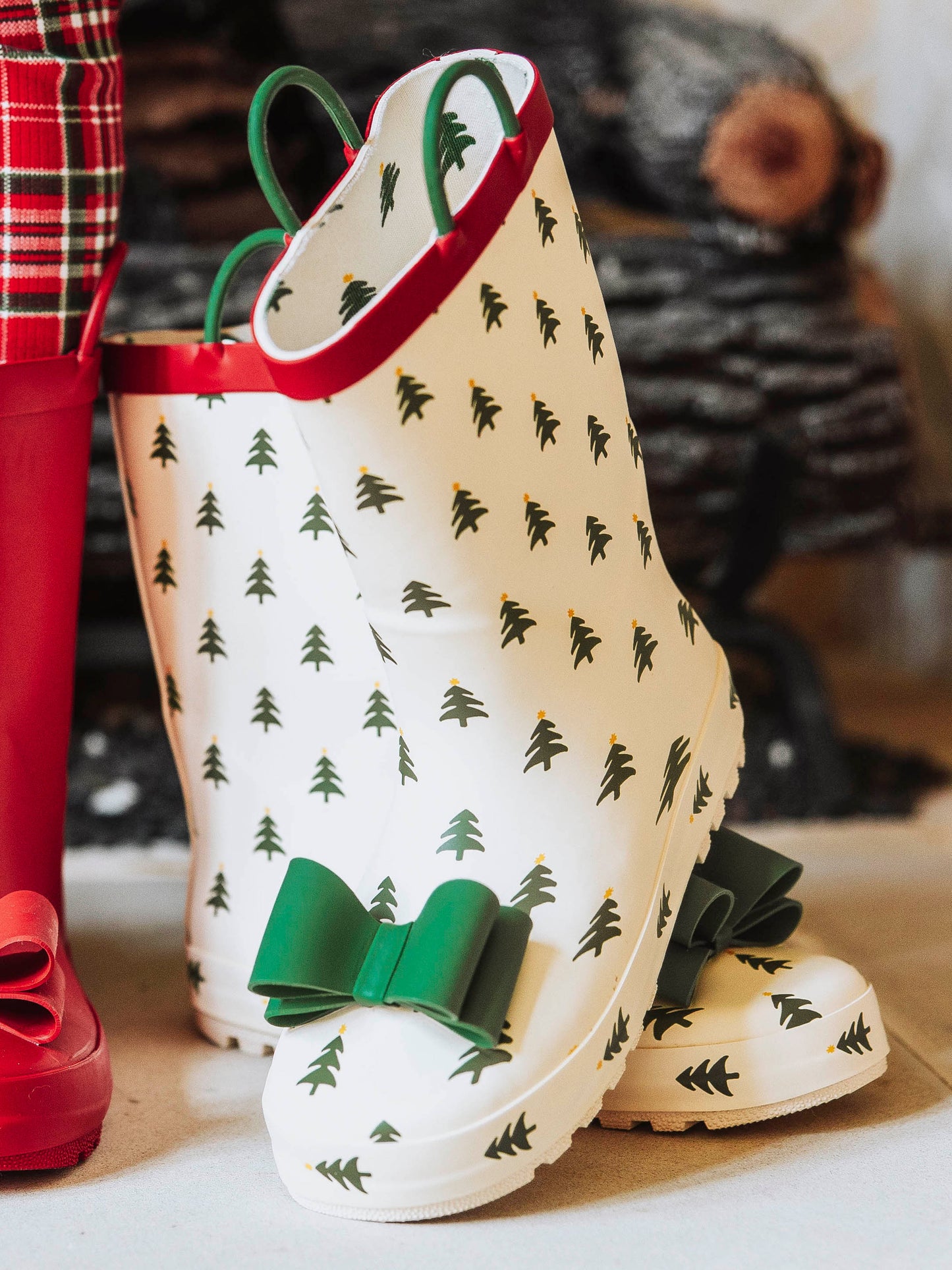 Cheery Rain Boots - Fir Trees