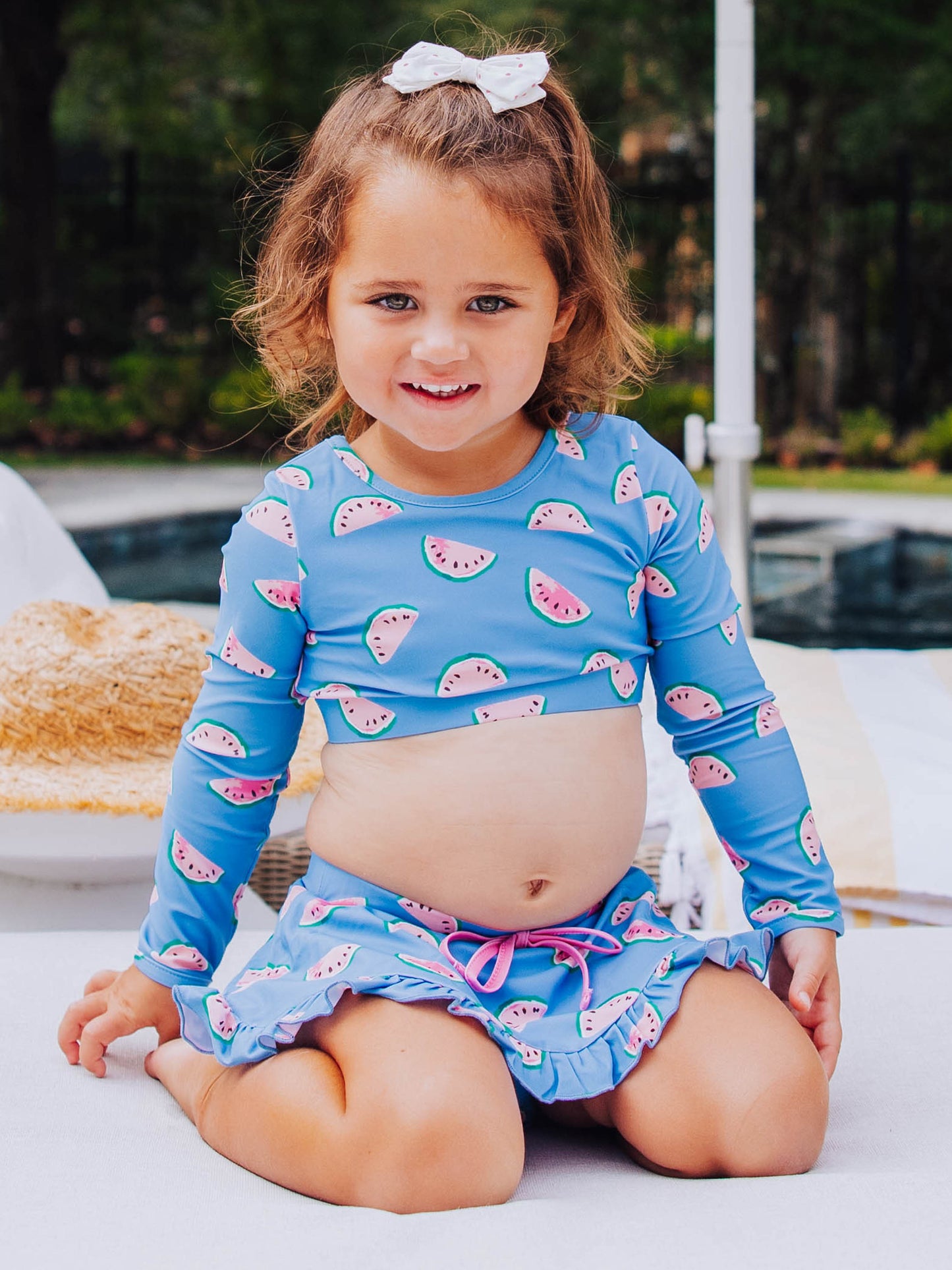 Skirted Crop Rash Guard - Sweet Watermelon