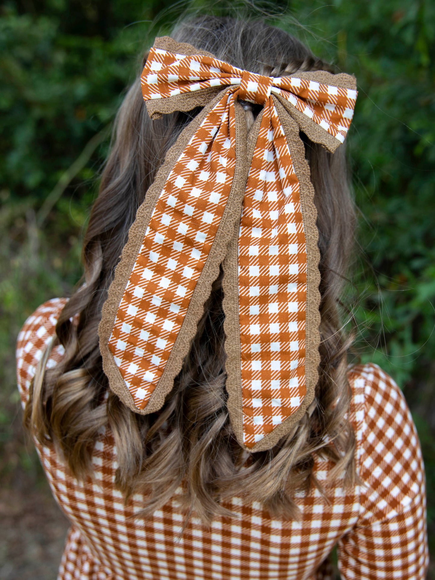 Large Long Tail Bow - Pumpkin Spice Check