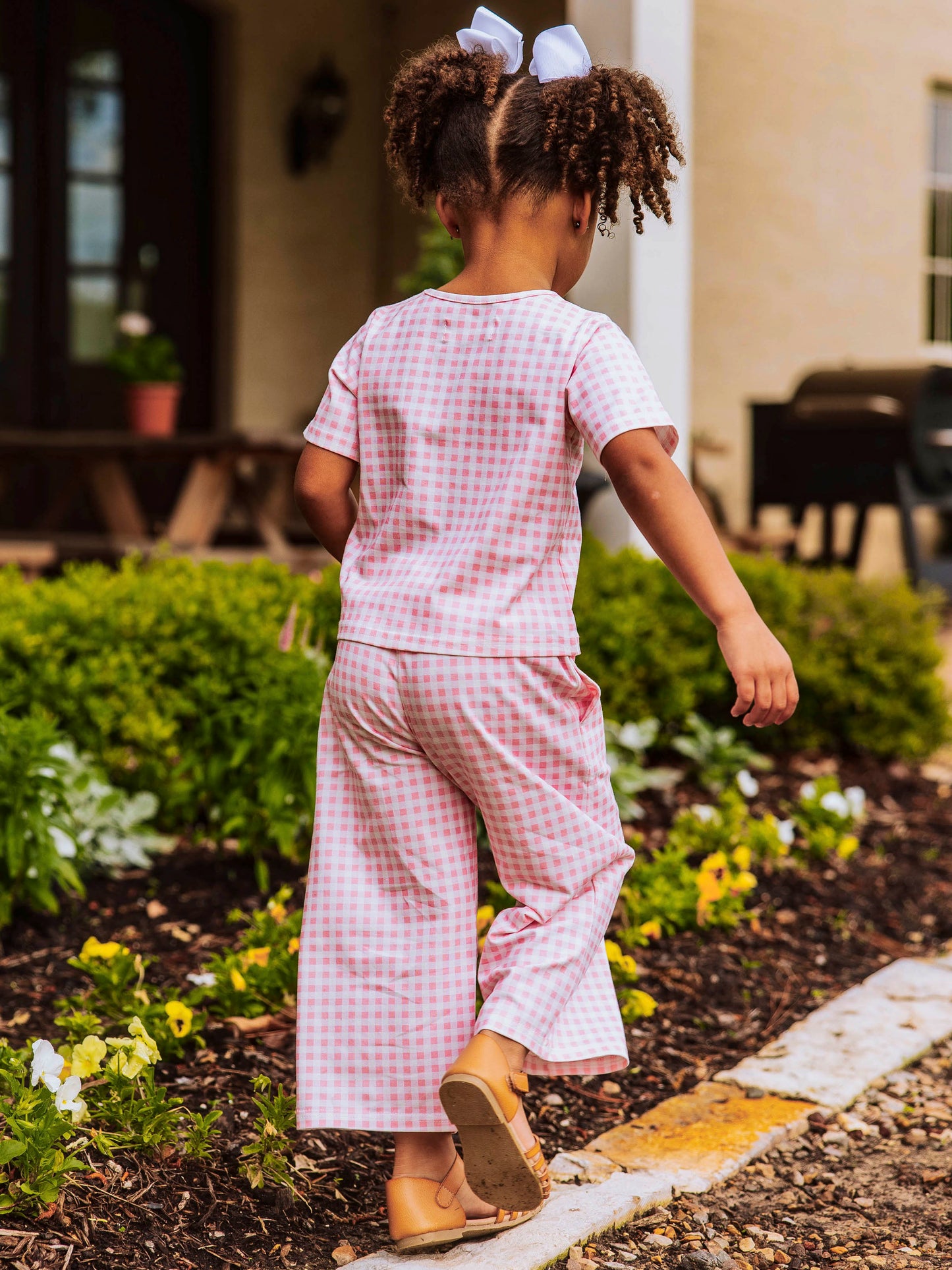 Girl's Casual Set - Pink Gingham