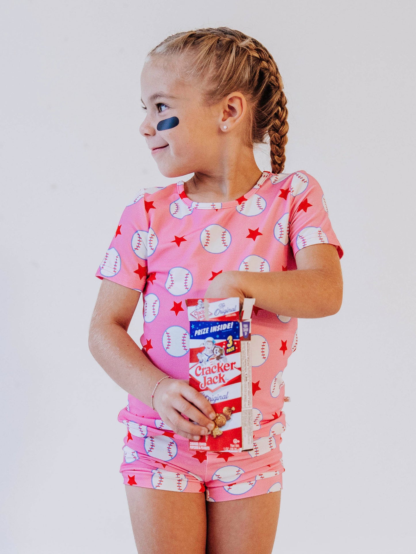 Cloud Fitted Short Set Pajamas - Allstar Baseball Pink