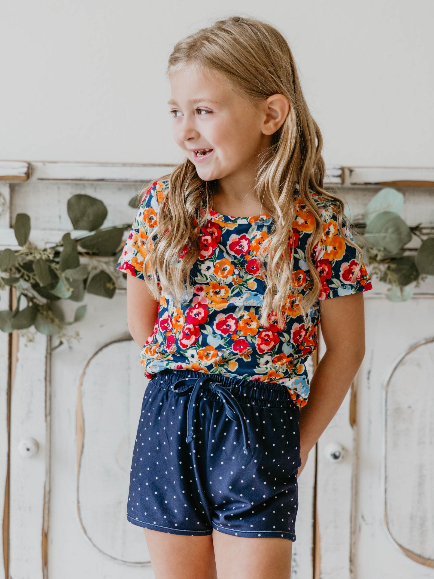 Tee & Short Play Set - Navy Fall Blooms