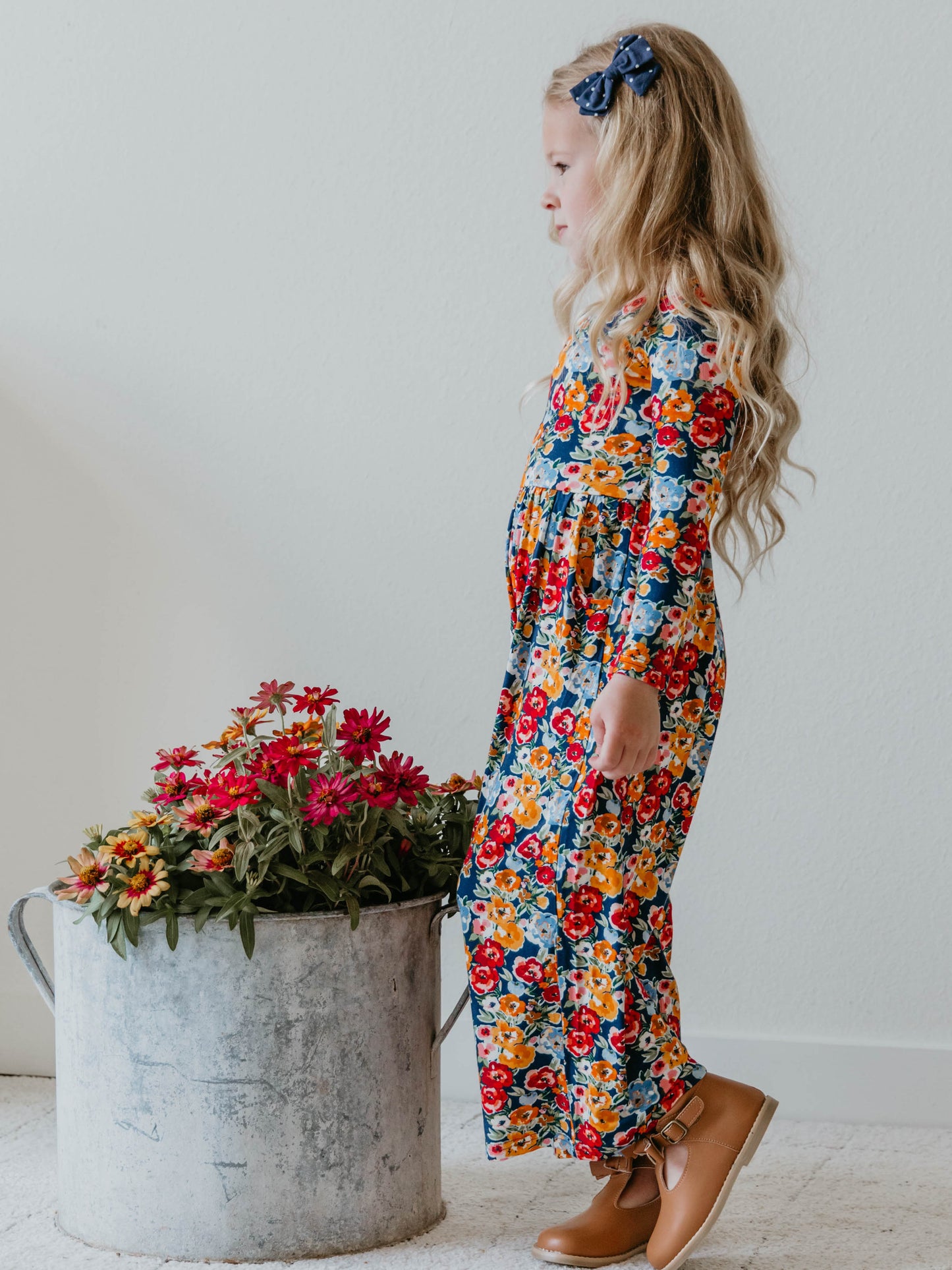 Leggy Romper - Navy Fall Blooms