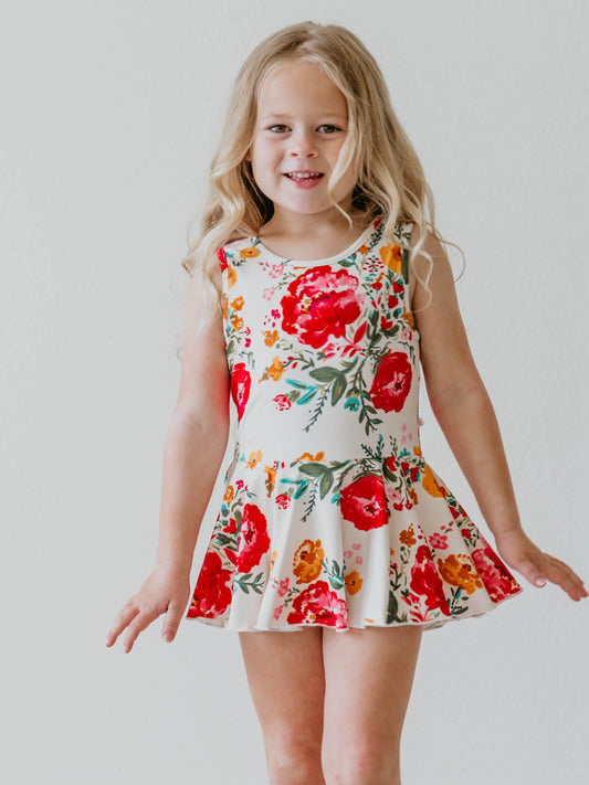 Skirted Leotard - Bright Zinnias