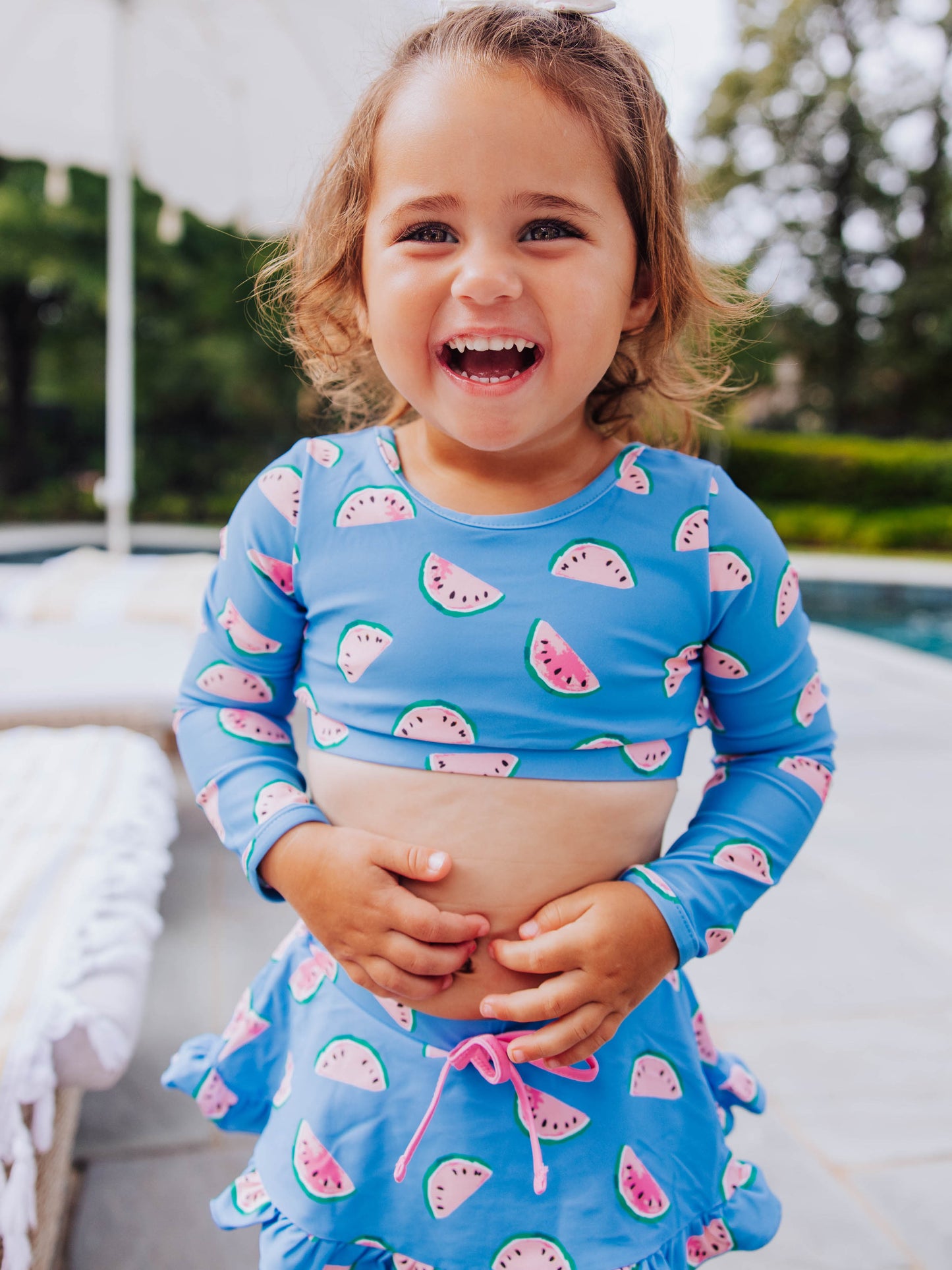 Skirted Crop Rash Guard - Sweet Watermelon