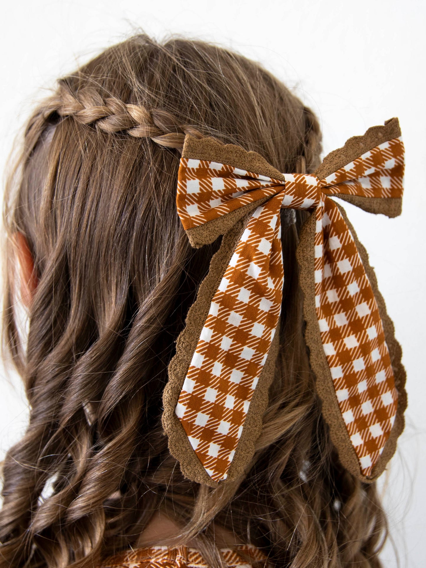 Small Long Tail Bow - Pumpkin Spice Check