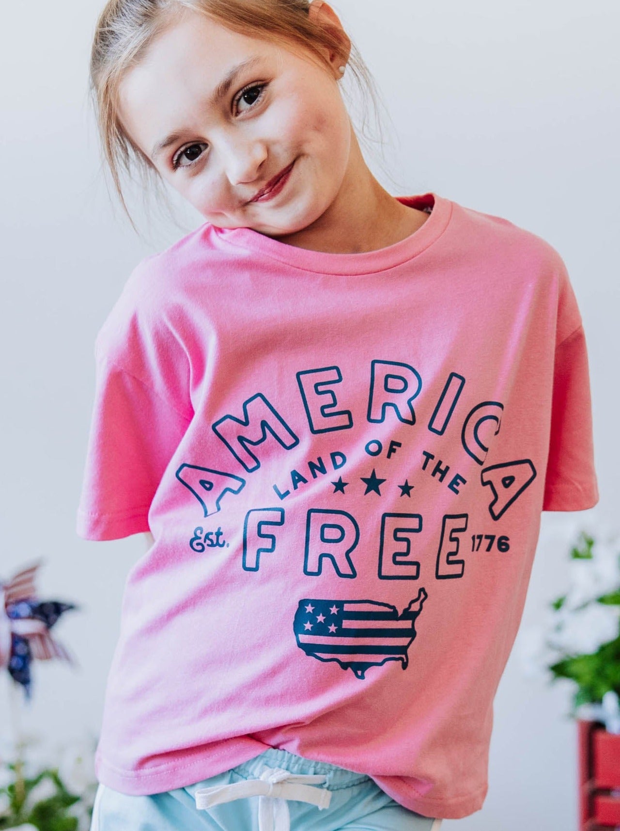Graphic Tee - America Independence Pink
