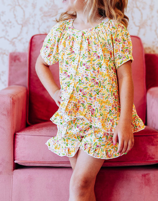 Flowy Ruffled Button Set - Happy Yellow