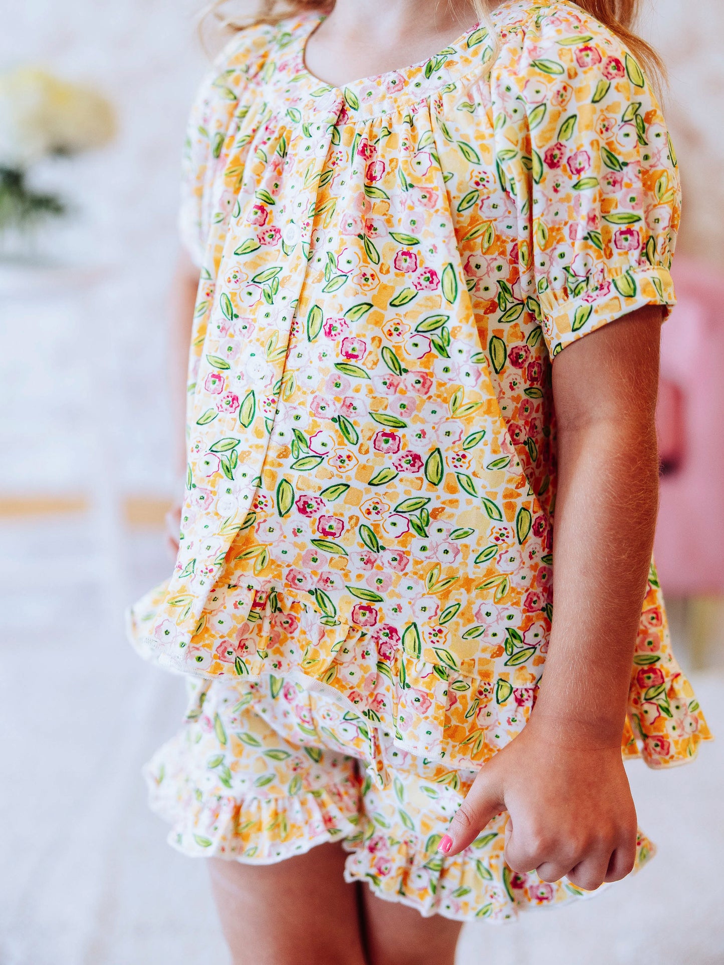 Flowy Ruffled Button Set - Happy Yellow