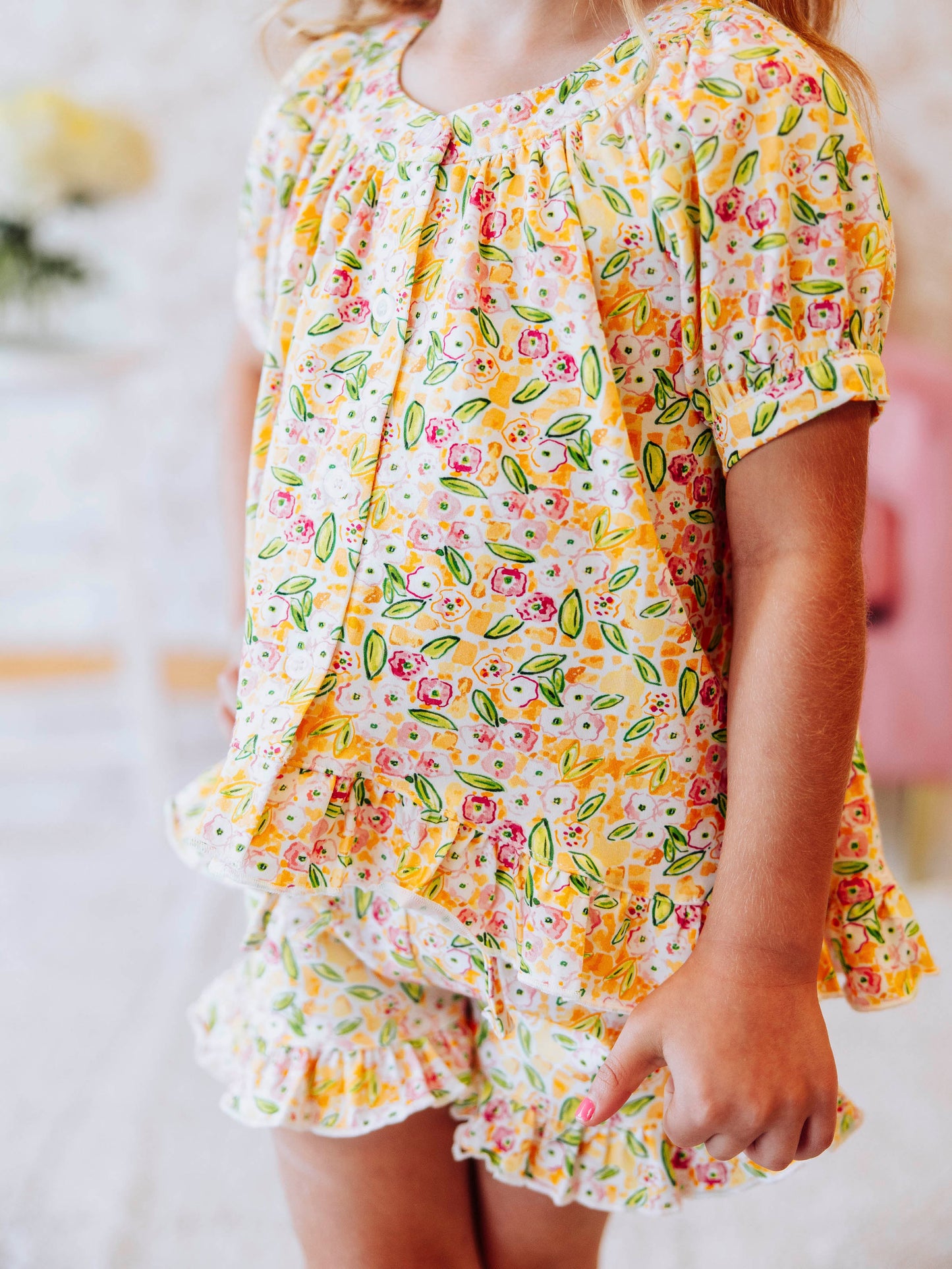 Flowy Ruffled Button Set - Happy Yellow