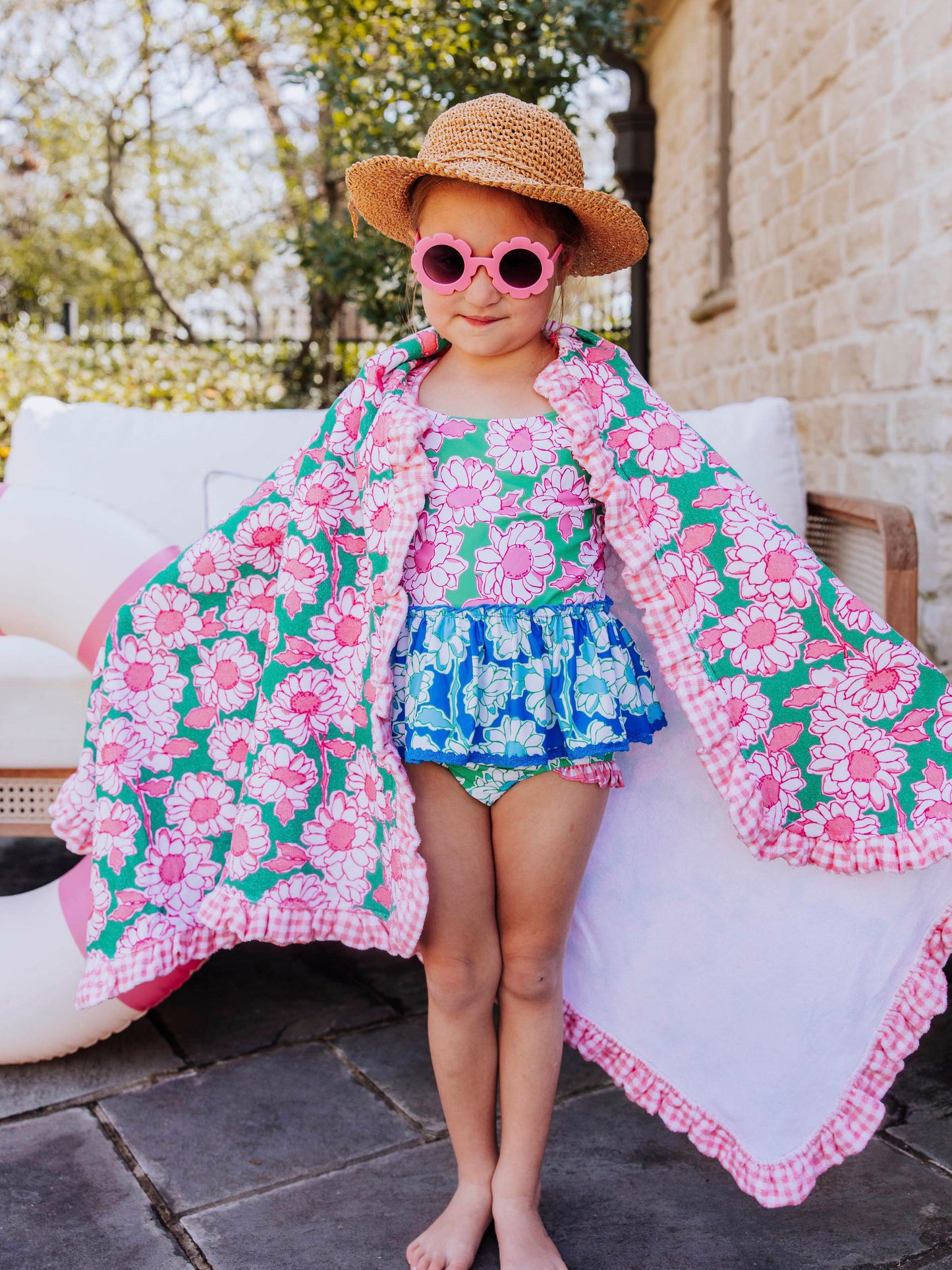 Ruffled Towel - Floral Summer