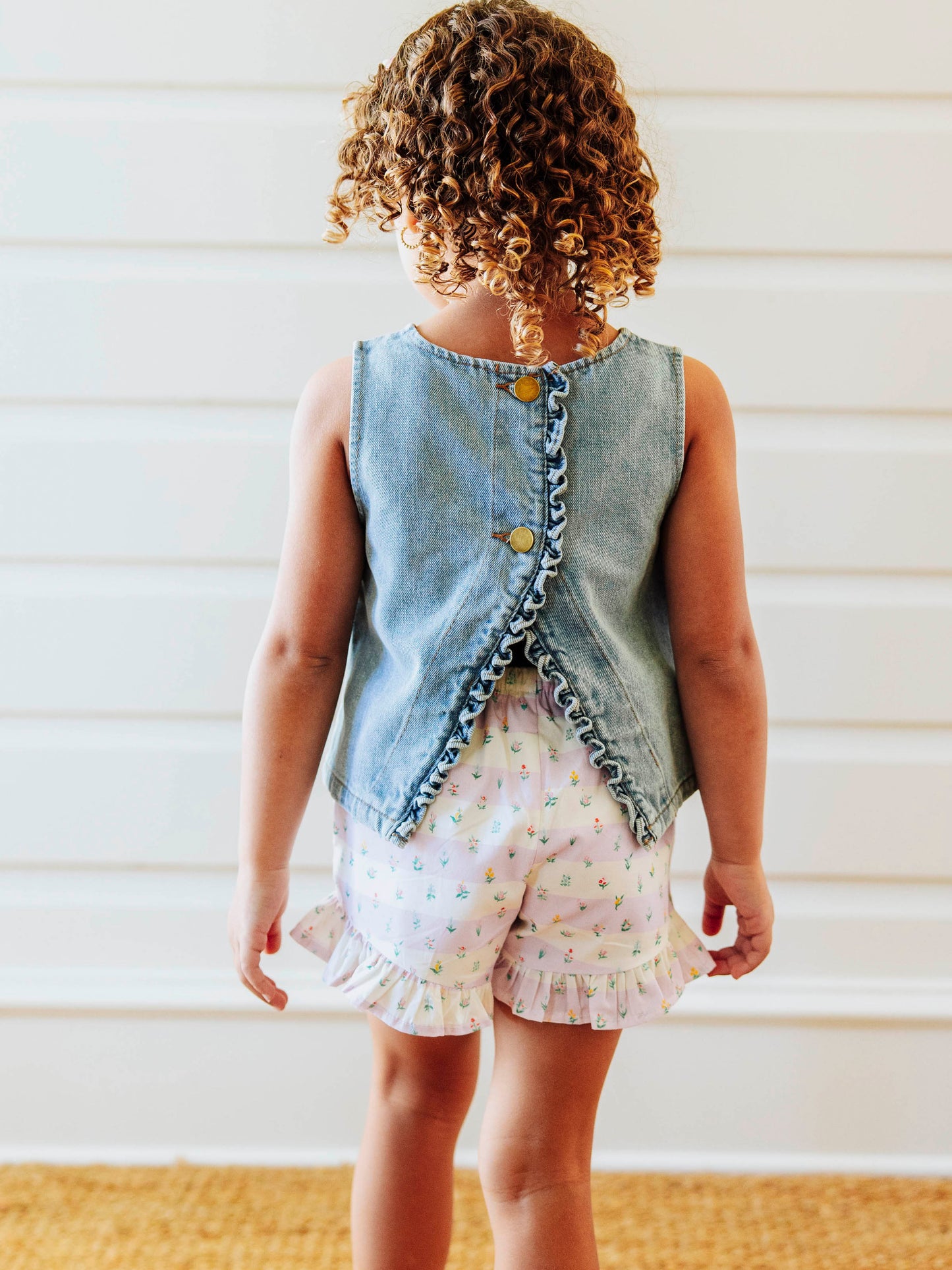Ruffled Denim Tank - Light Wash