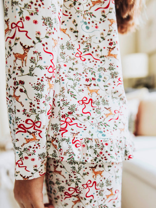 Ruffled Pant Set - Holly Jolly Reindeer