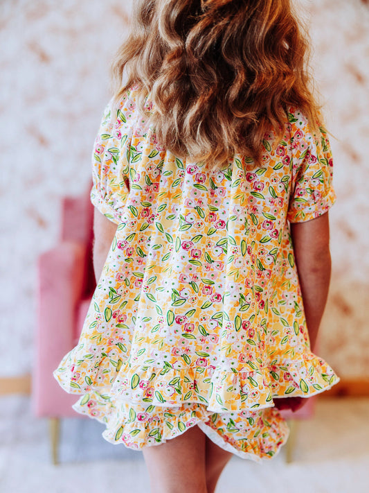 Flowy Ruffled Button Set - Happy Yellow