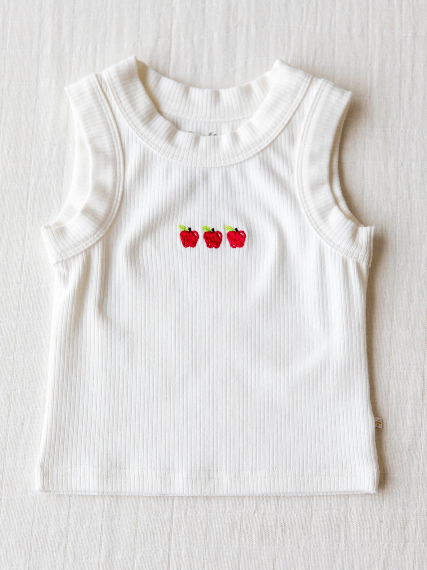 Ribbed Knit Tank Top - Ivory Apples