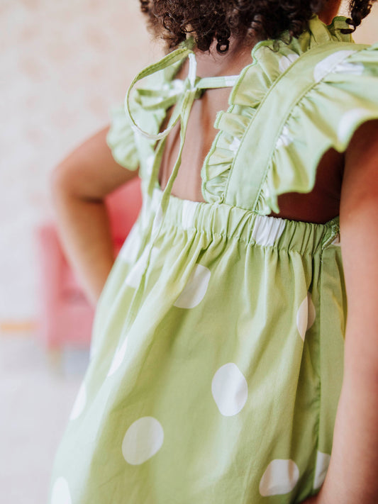 Emerie Scallop Set - Green Polka Dot