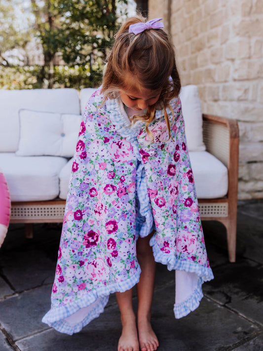 Ruffled Towel - Violet Carnations