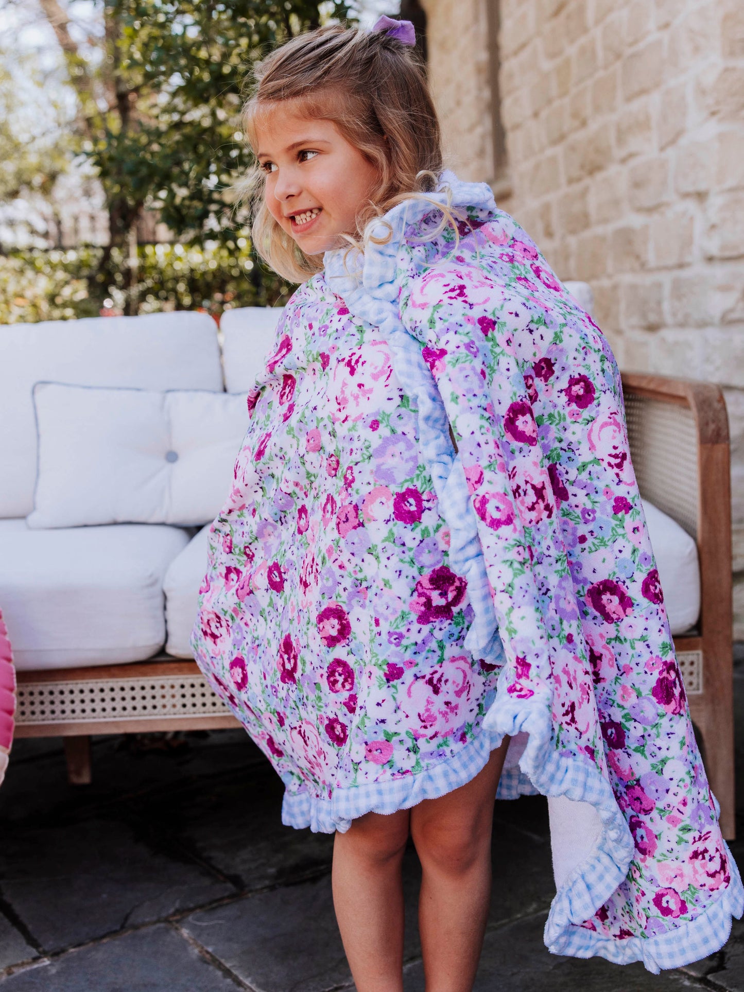Ruffled Towel - Violet Carnations