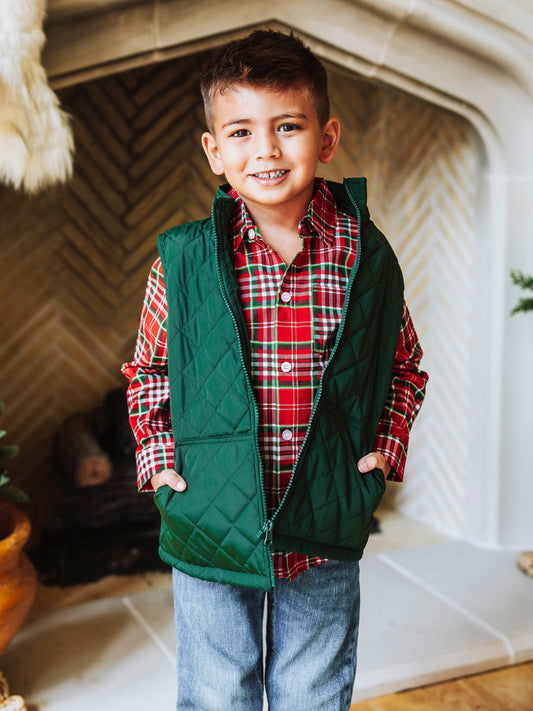 Quilted Vest - Hunter Green