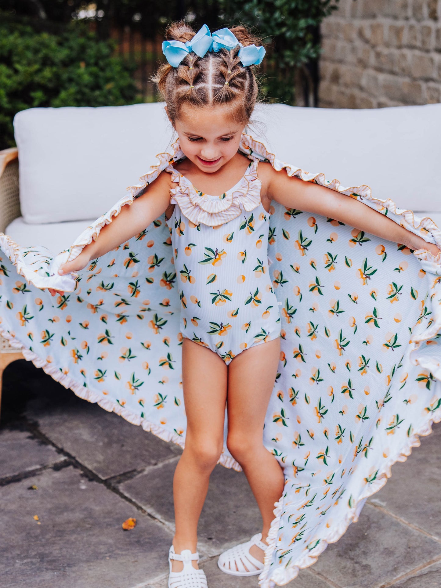 Ruffled Beach Blanket - Oranges Stripe