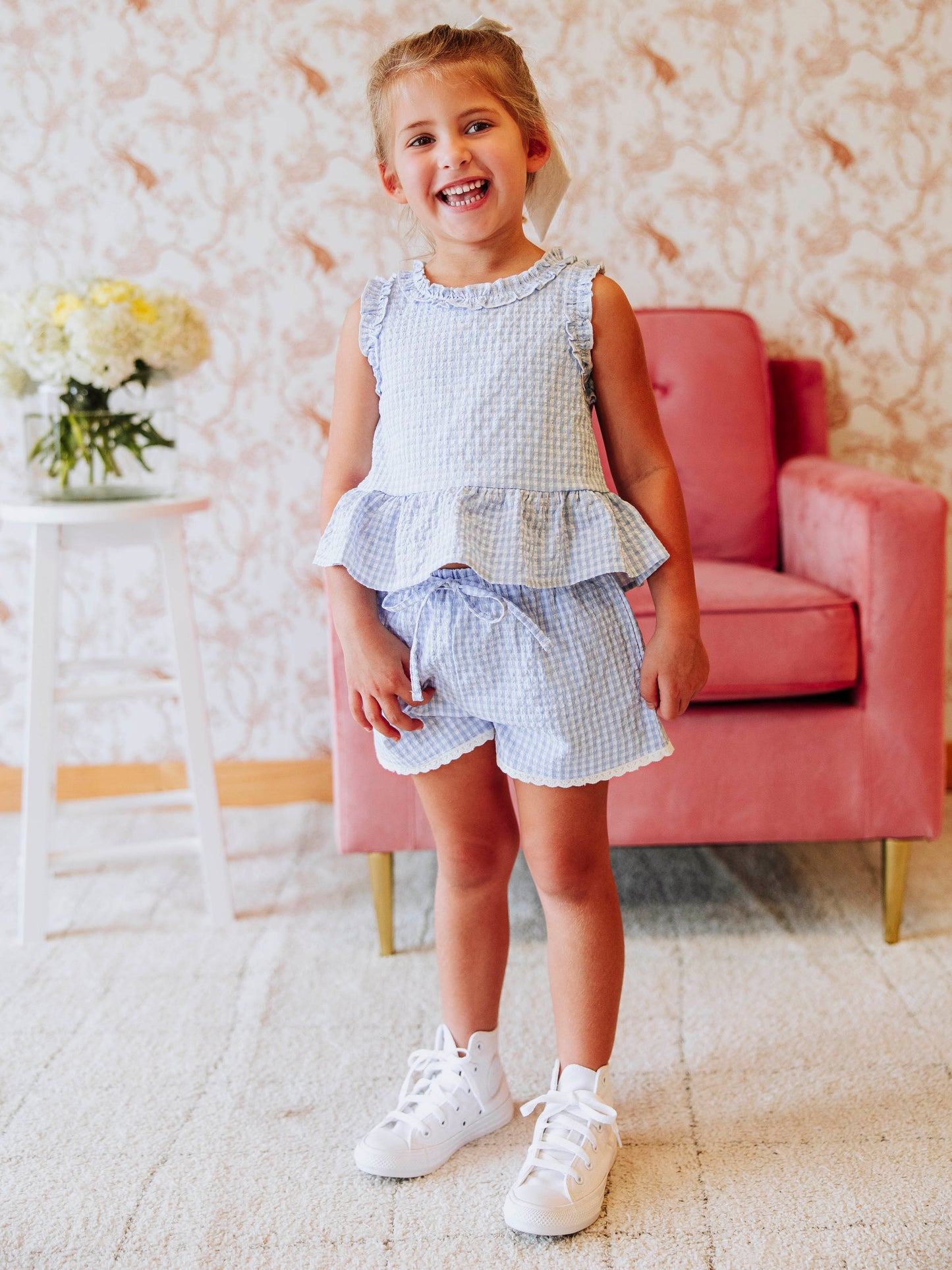 Peplum Seersucker Set - Blue